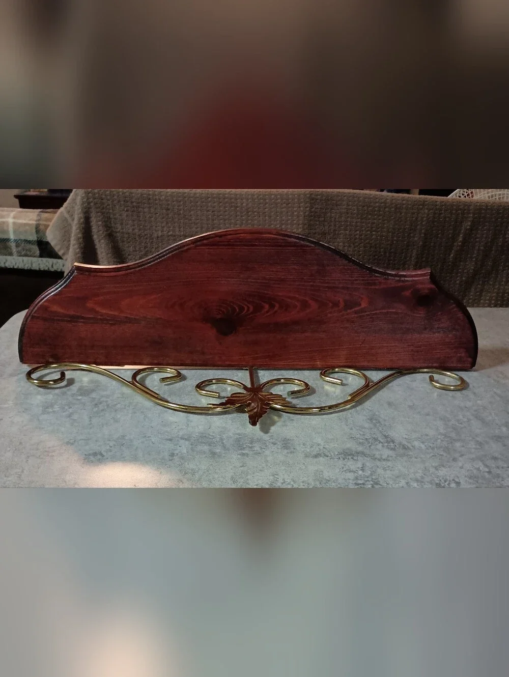 Home Interiors Wood and Ornate Gold Wall Shelf - Brown and Gold -  New In Box